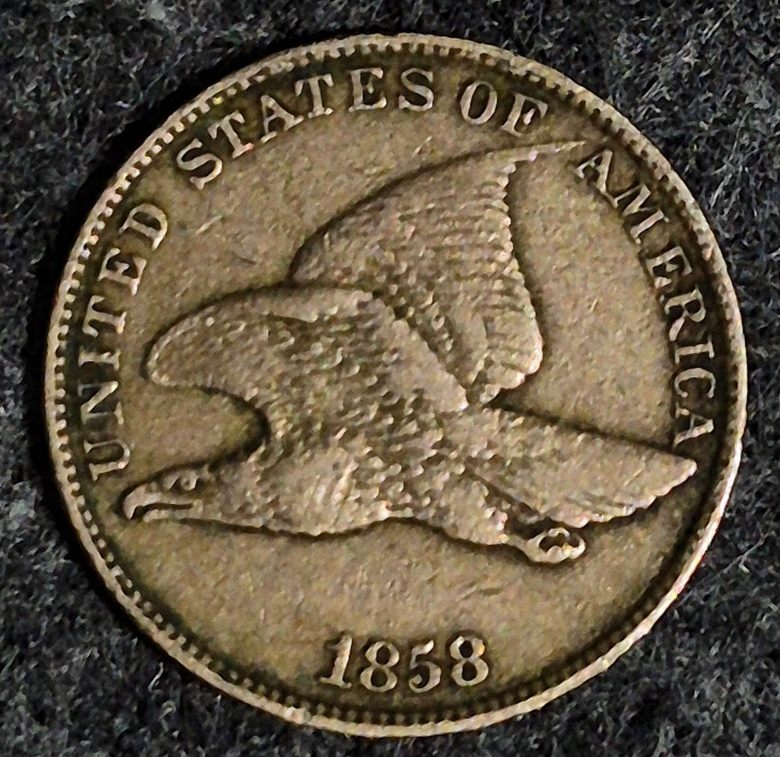 1858 Flying Eagle Cent Large Letters FS-901 Low Leaves, Choice VF Features 1C