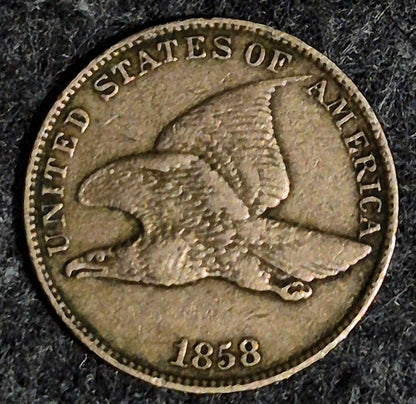 1858 Flying Eagle Cent Large Letters FS-901 Low Leaves, Choice VF Features 1C