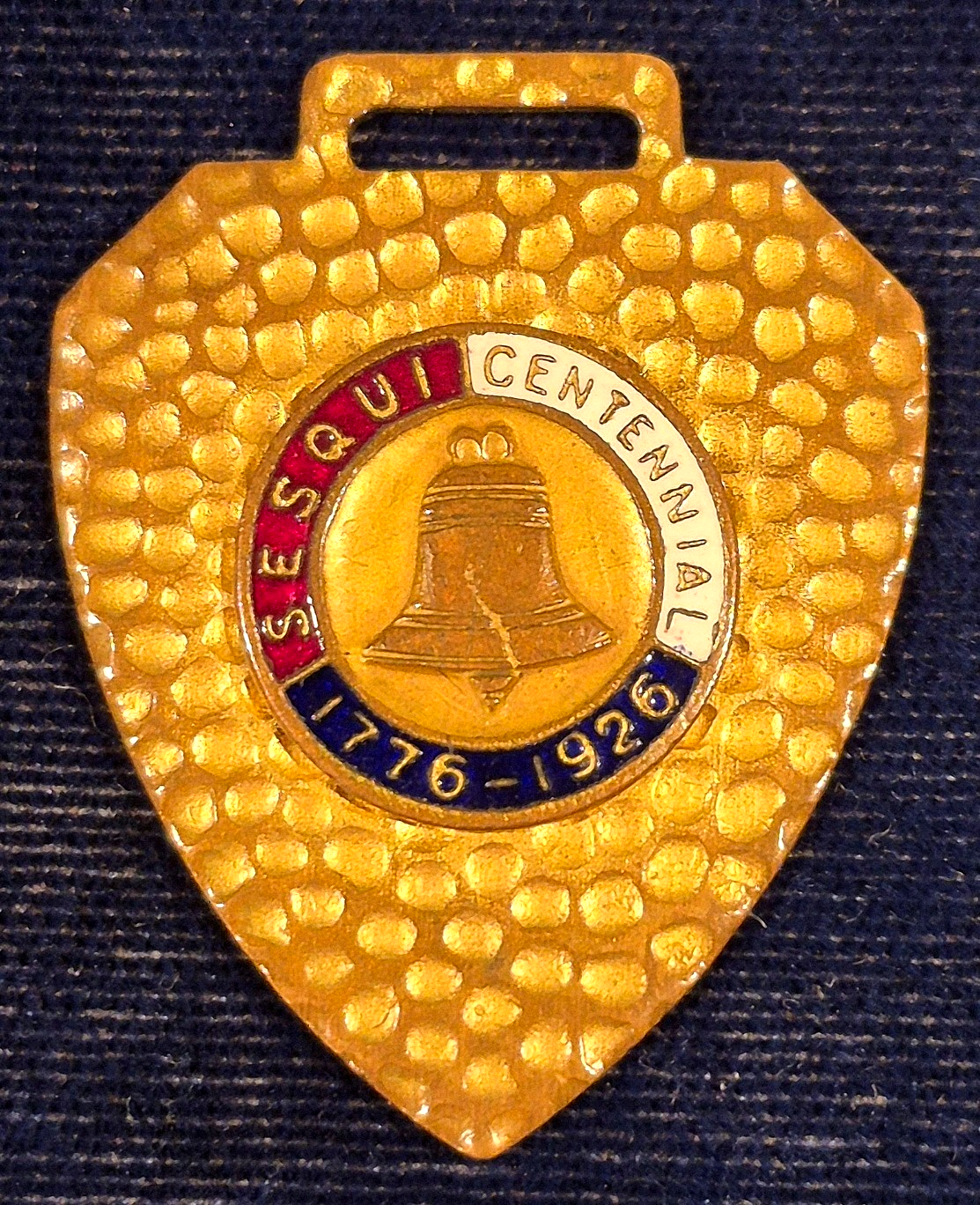 Vintage 1926 Philadelphia Sesqui-Centennial Expo Souvenir Enamel Bell Medal