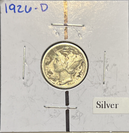 1926-D Mercury 90% Silver Dime ROTATED DIE ERROR VG+    ~FREE SHIPPING~