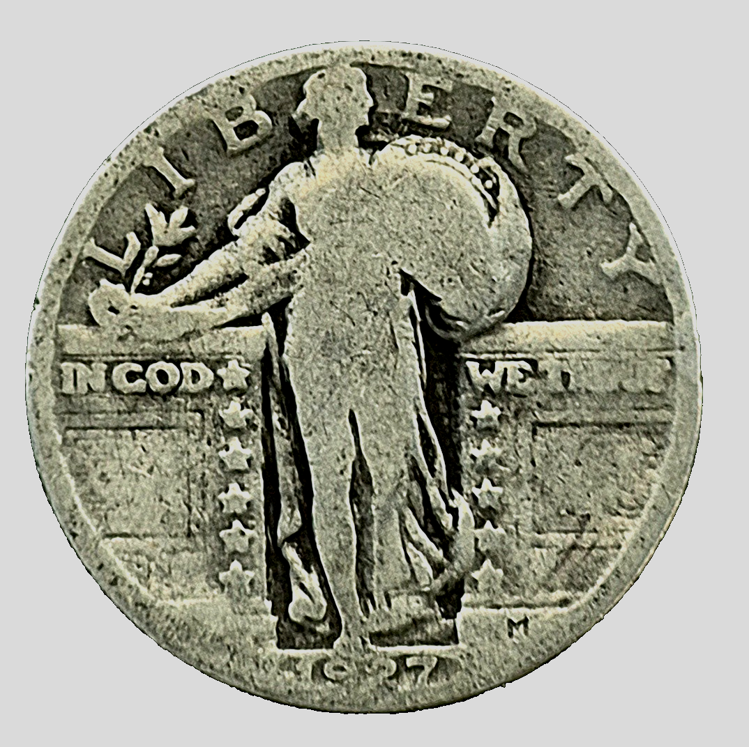 1927-P Standing Liberty Quarter 90% Silver Strong Good+ Features 25C