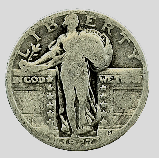 1927-P Standing Liberty Quarter 90% Silver Strong Good+ Features 25C