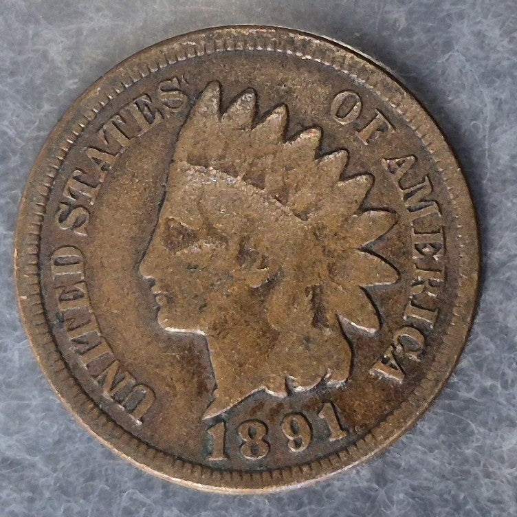 1891 Indian Head Cent Penny 1C VG Very Good Bronze Antique 19th Century US Coin