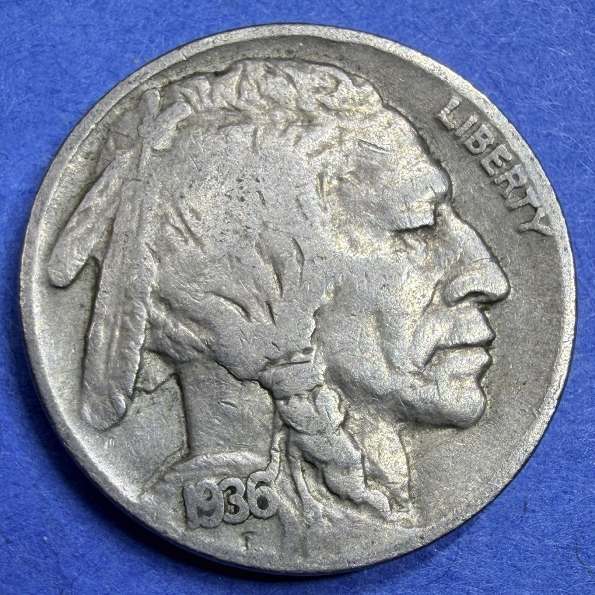 1936 Buffalo Nickel 5C VG Very Good Indian Head US Coin Collectible Americana