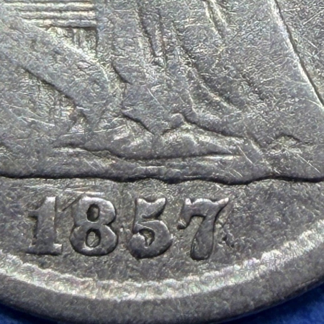 1857 Seated Liberty Half Dime H10C VG-F 90% Silver Toned Pre Civil War Type Coin