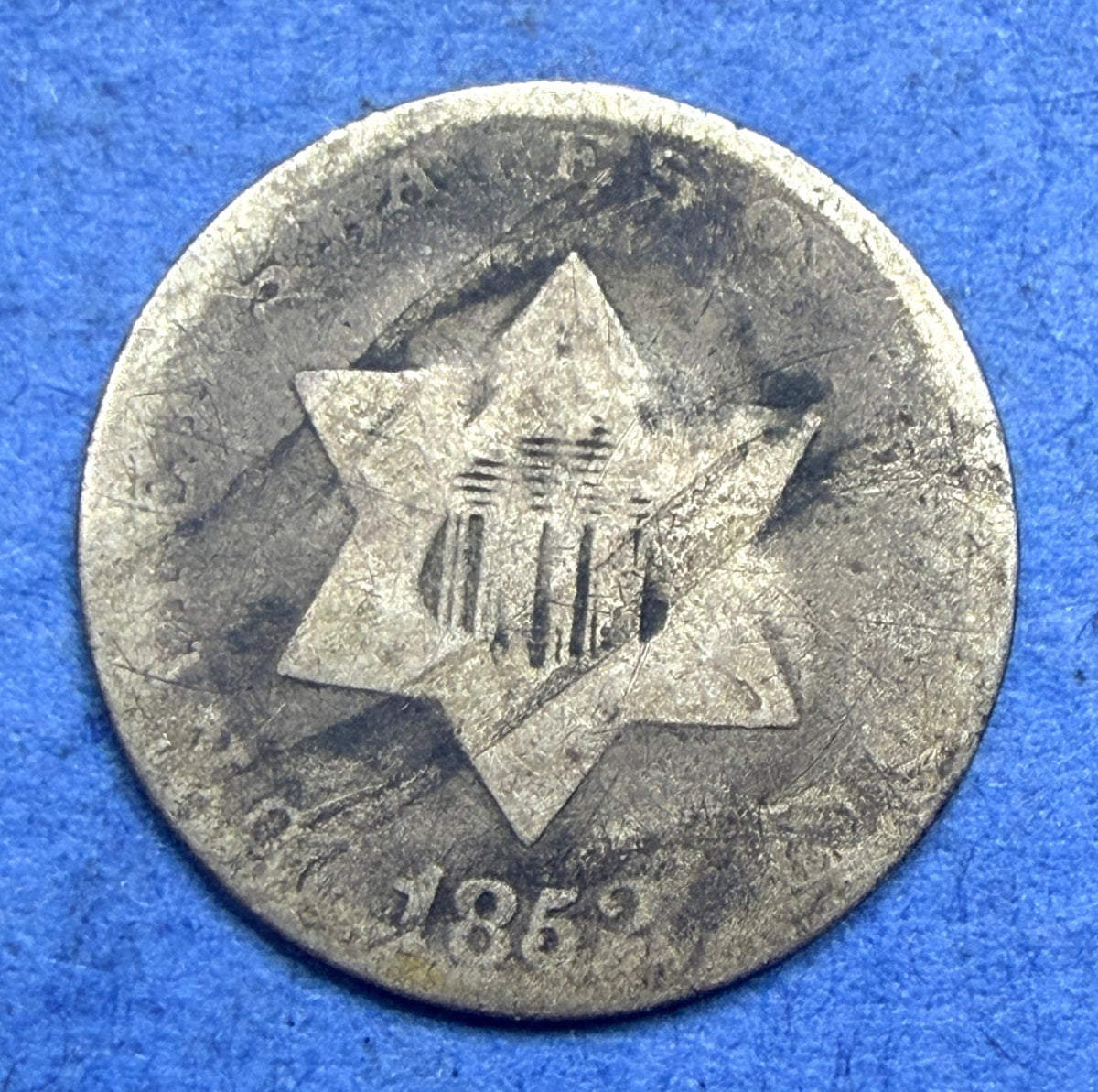 1852 Three Cent Silver Trime 3CS G Good Type 1 Pre Civil War US Smallest Coin