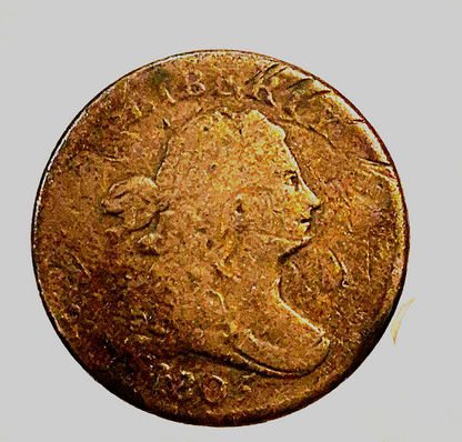 1805 Draped Bust Half Cent Large 5 W/Stems VG-Fine Features *Rotation Error* 1C