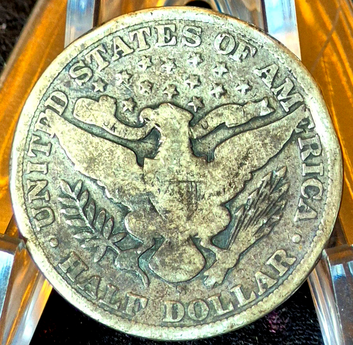 1907-S Barber Half Dollar 90% Silver G+ Features Partial Motto 50C