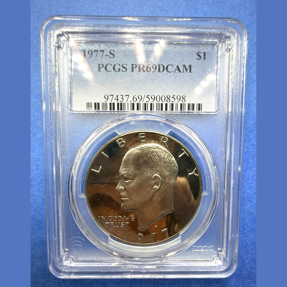 1977-S Eisenhower Ike Dollar Proof PCGS PR69DCAM Deep Cameo Clad $1 Moon Landing
