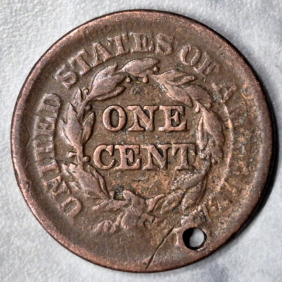 1852 Braided Hair Large Cent 1C Coronet Head Pre-Civil War US Copper Coin VG