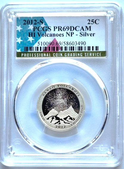 2012 S National Parks 5 Coin Silver Quarter Set PCGS PR69DCAM Special Flag Label