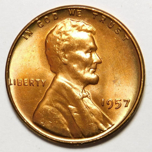 ✅ 1957 - P  Lincoln Wheat Cent Choice BU 1c BRILLIANT UNCIRCULATED From OBW Roll