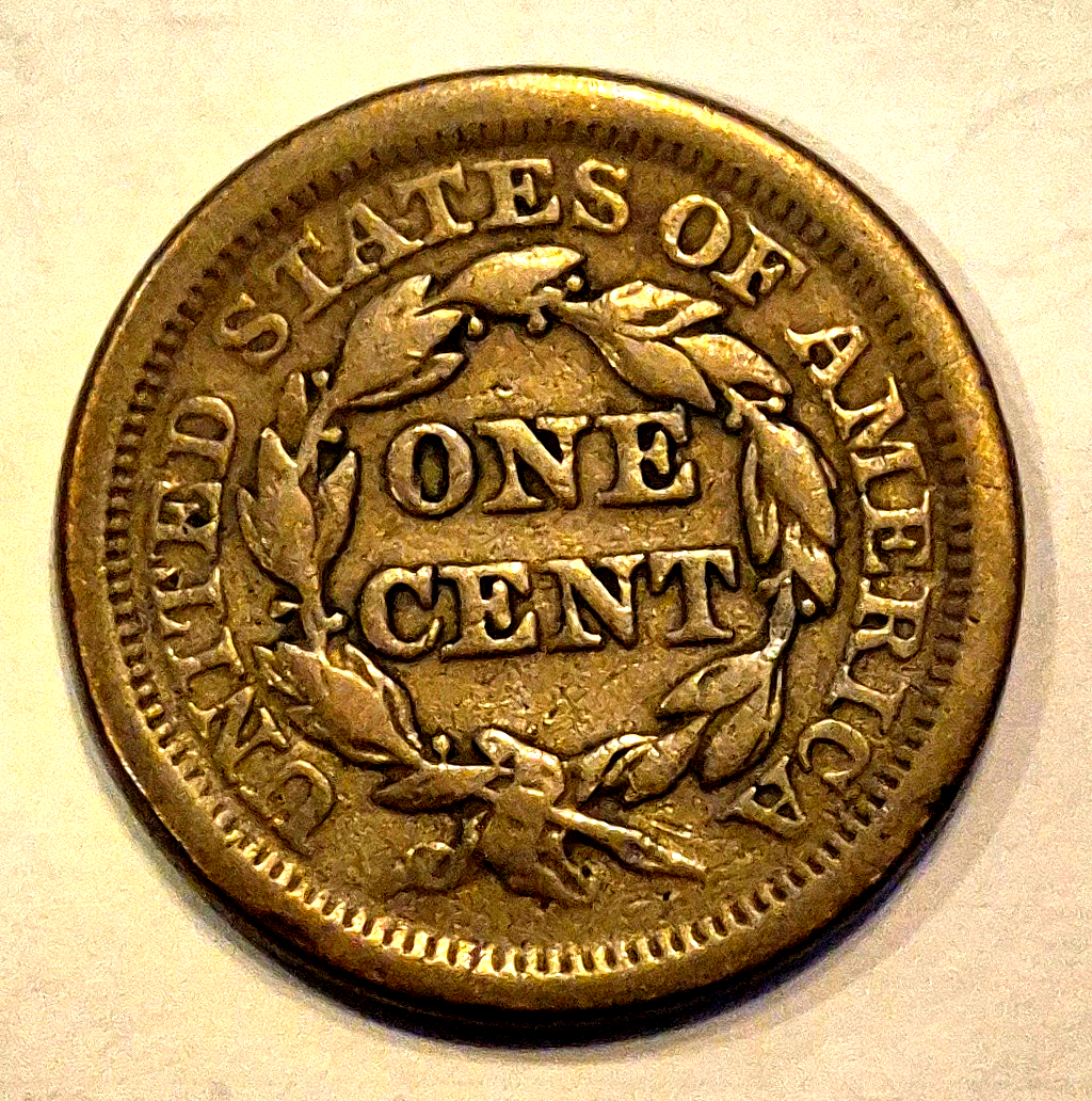 1851 Large Cent N45 R4 Braided Hair Strong Very Fine Features 1C