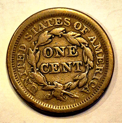 1851 Large Cent N45 R4 Braided Hair Strong Very Fine Features 1C