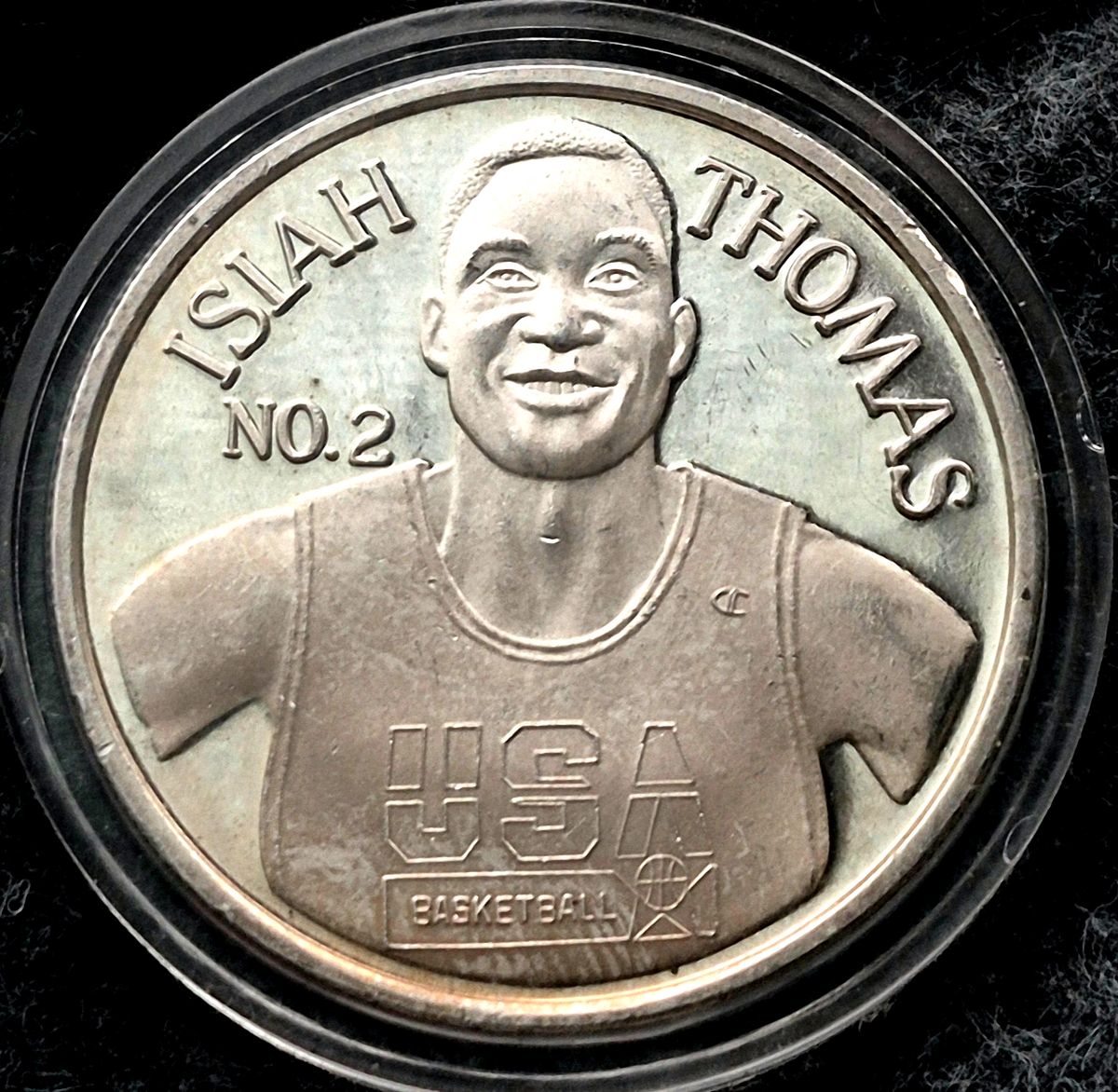 1992 Dream Team Isiah Thomas No. 2, 1 oz .999 Silver Round, #109 of 1,000, Toned