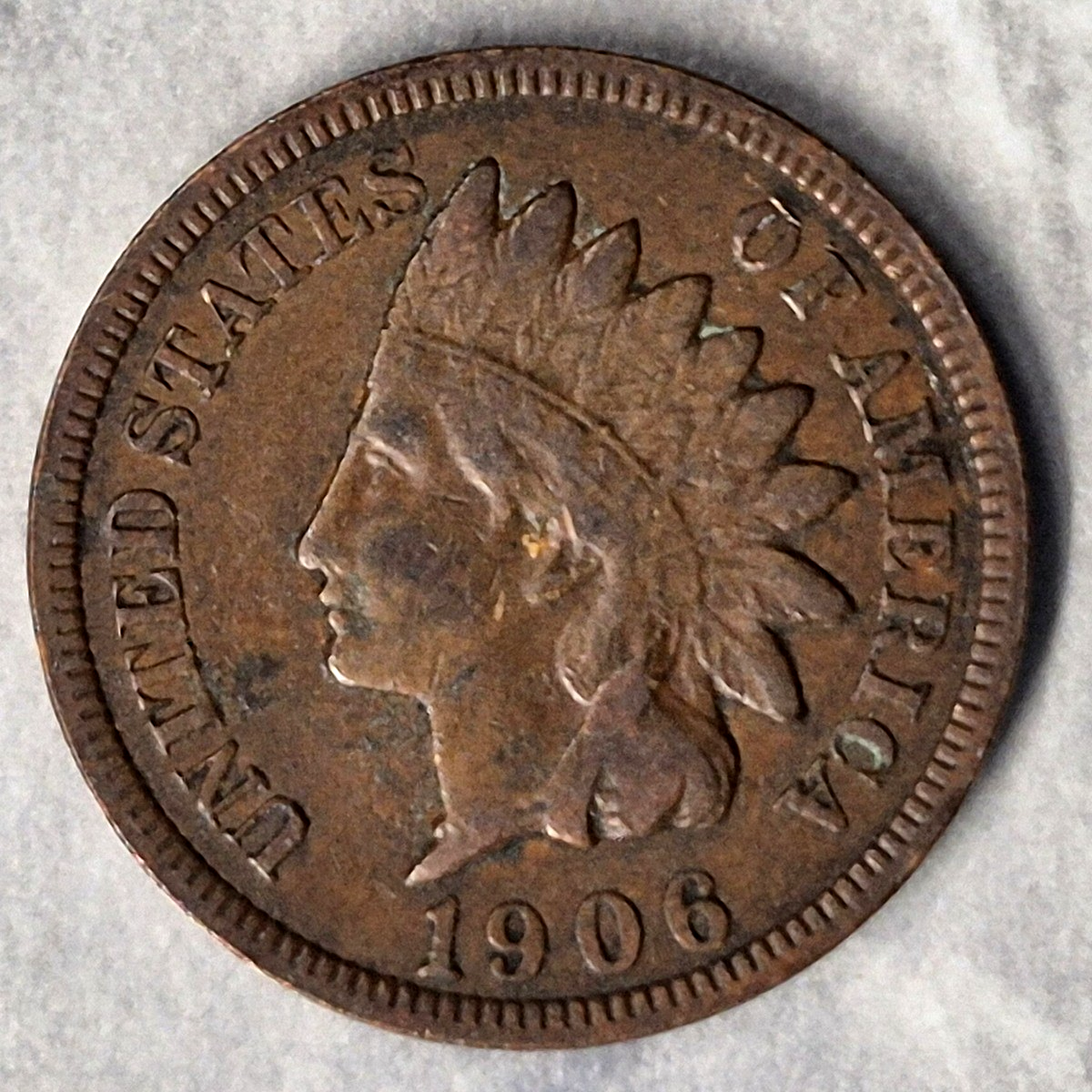 1906 Indian Head Cent 1C VF Very Fine Brown Bronze Penny Antique US Type Coin - view 3