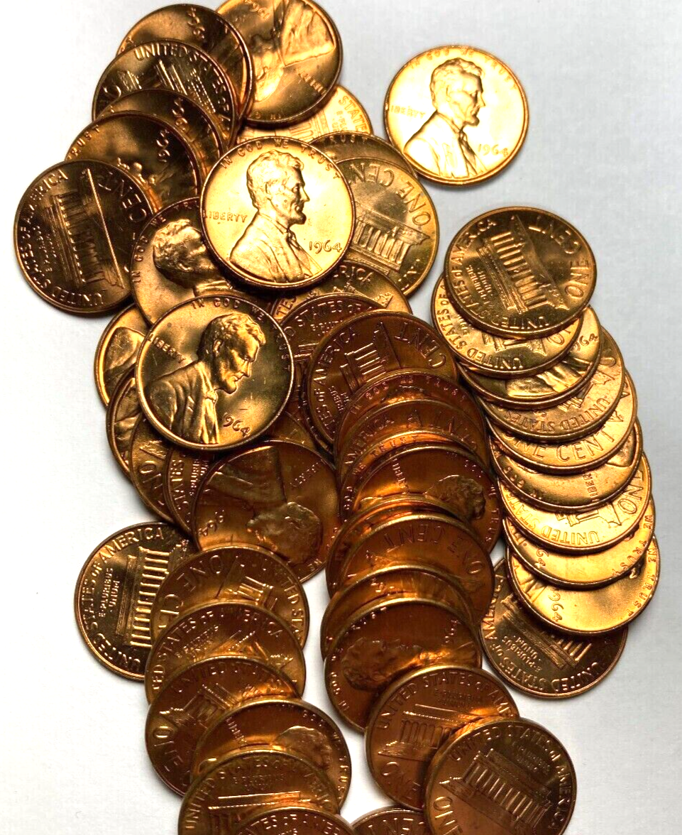 ✅ 1964-P BU UNC Lincoln Memorial 1c BRILLIANT UNCIRCULATED From OBW Roll