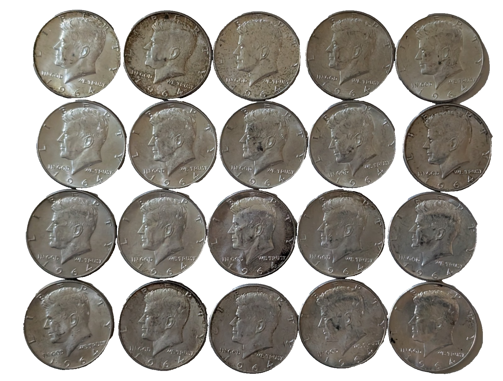 💰TYPE SET of {4} 90% SILVER Halves Walking Lib, Barber, JFK & Franklin $2 Face