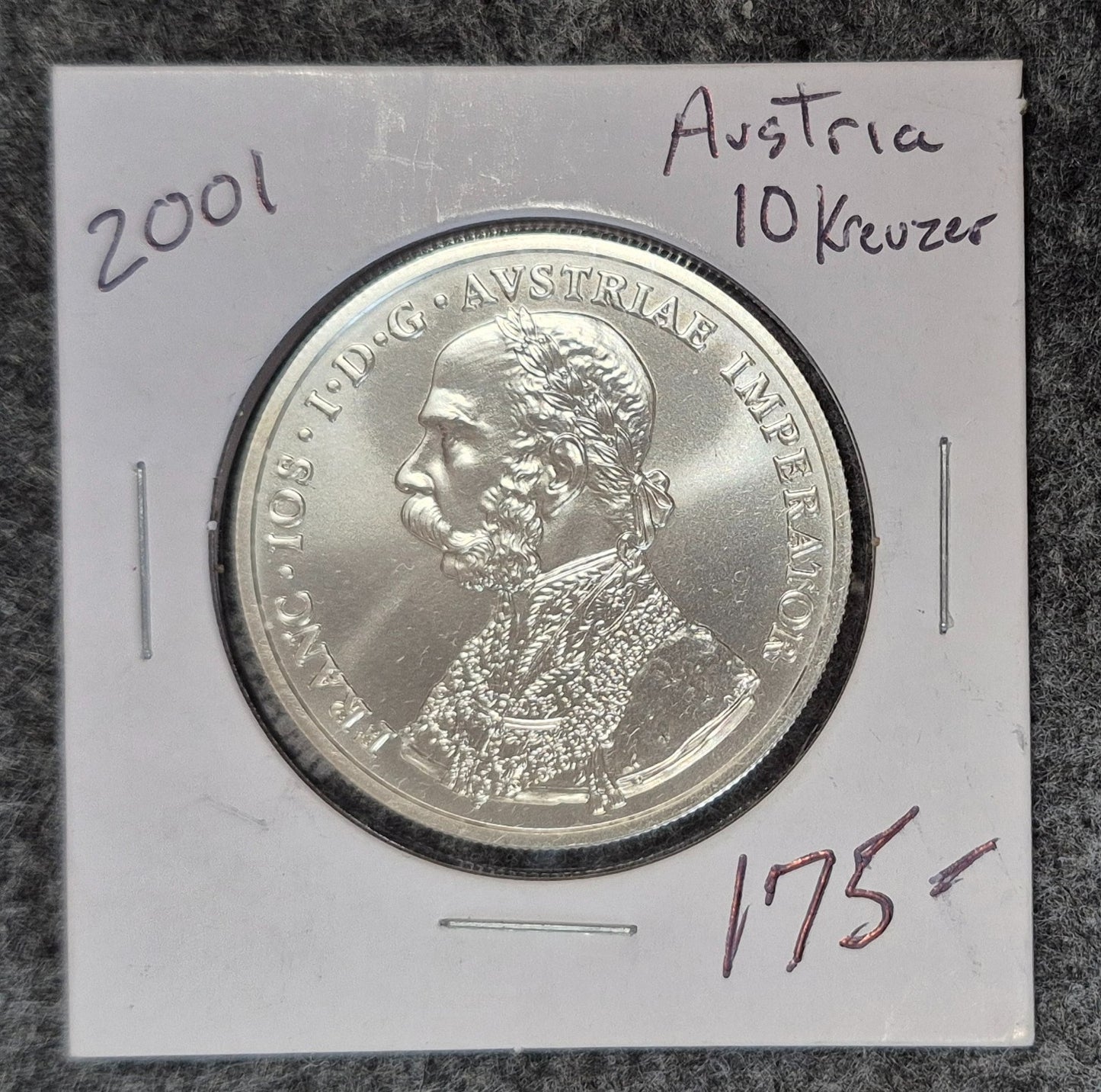 2001 1 oz .925 Sterling Silver Fantasy Coin Austria Franz Jos. 10 Kreuzer BU/UNC