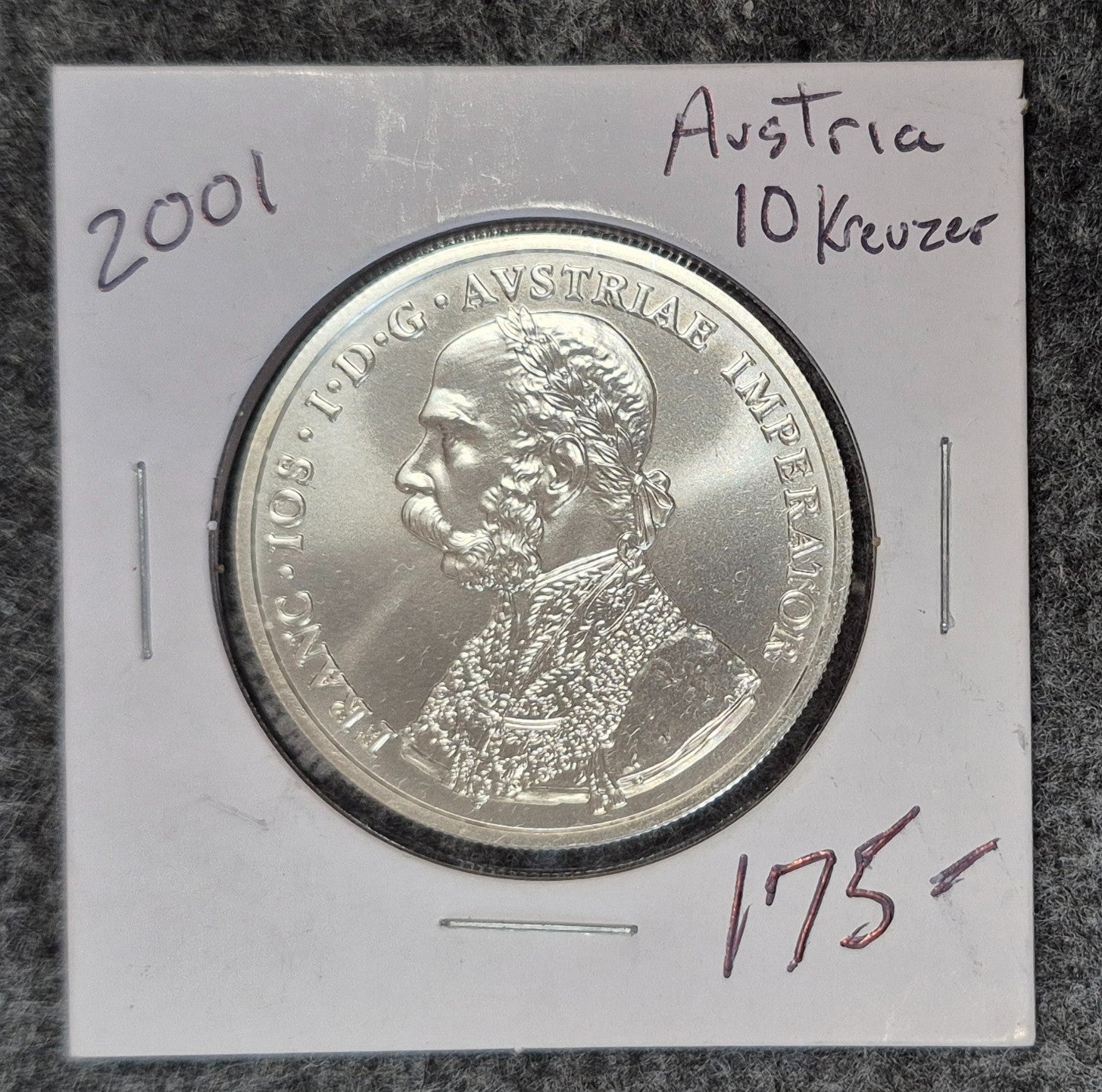 2001 1 oz .925 Sterling Silver Fantasy Coin Austria Franz Jos. 10 Kreuzer BU/UNC