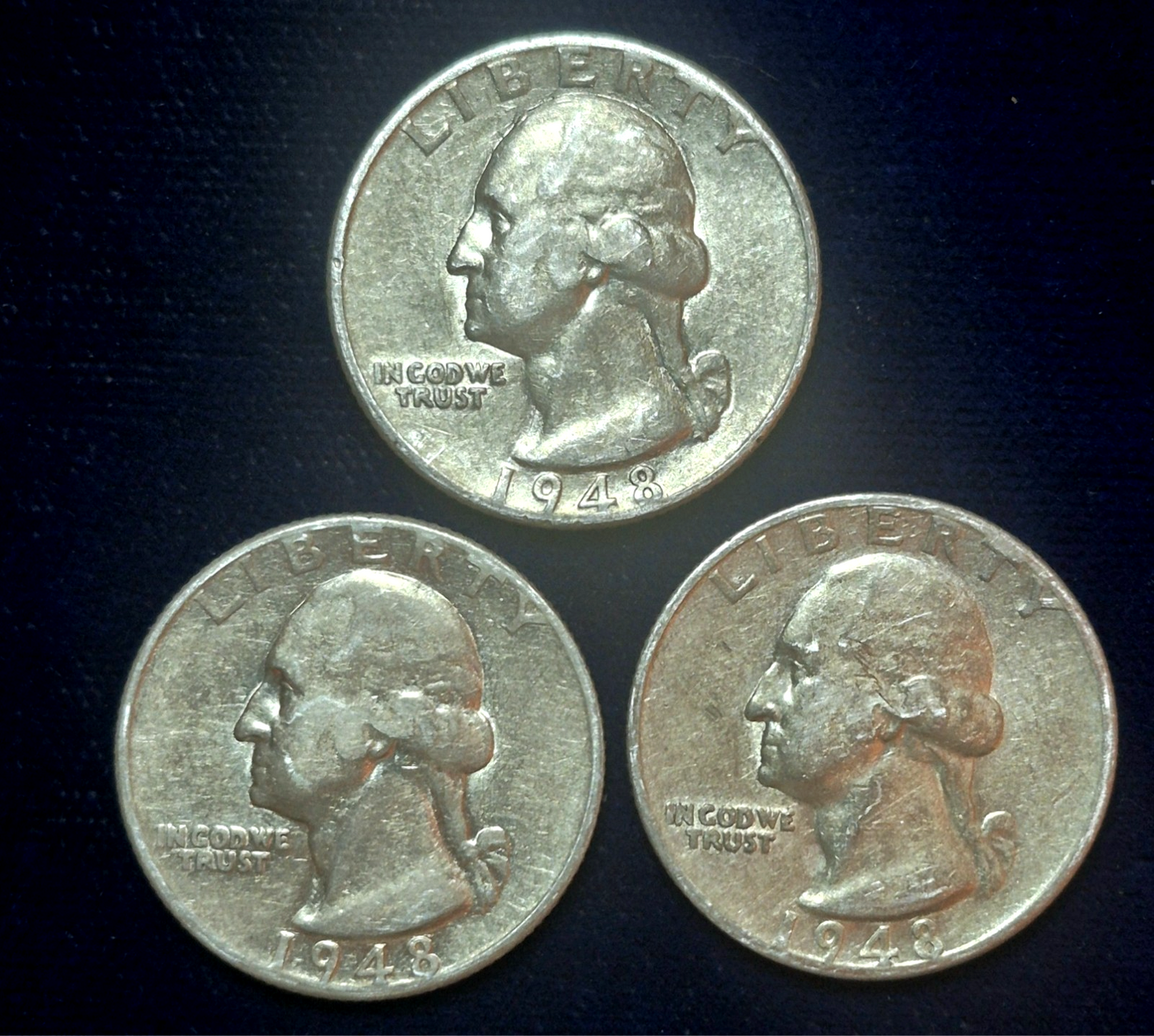 1948-P 1948-D 1948-S Washington Silver Quarter (3) Coin Matched Set 90% Silver