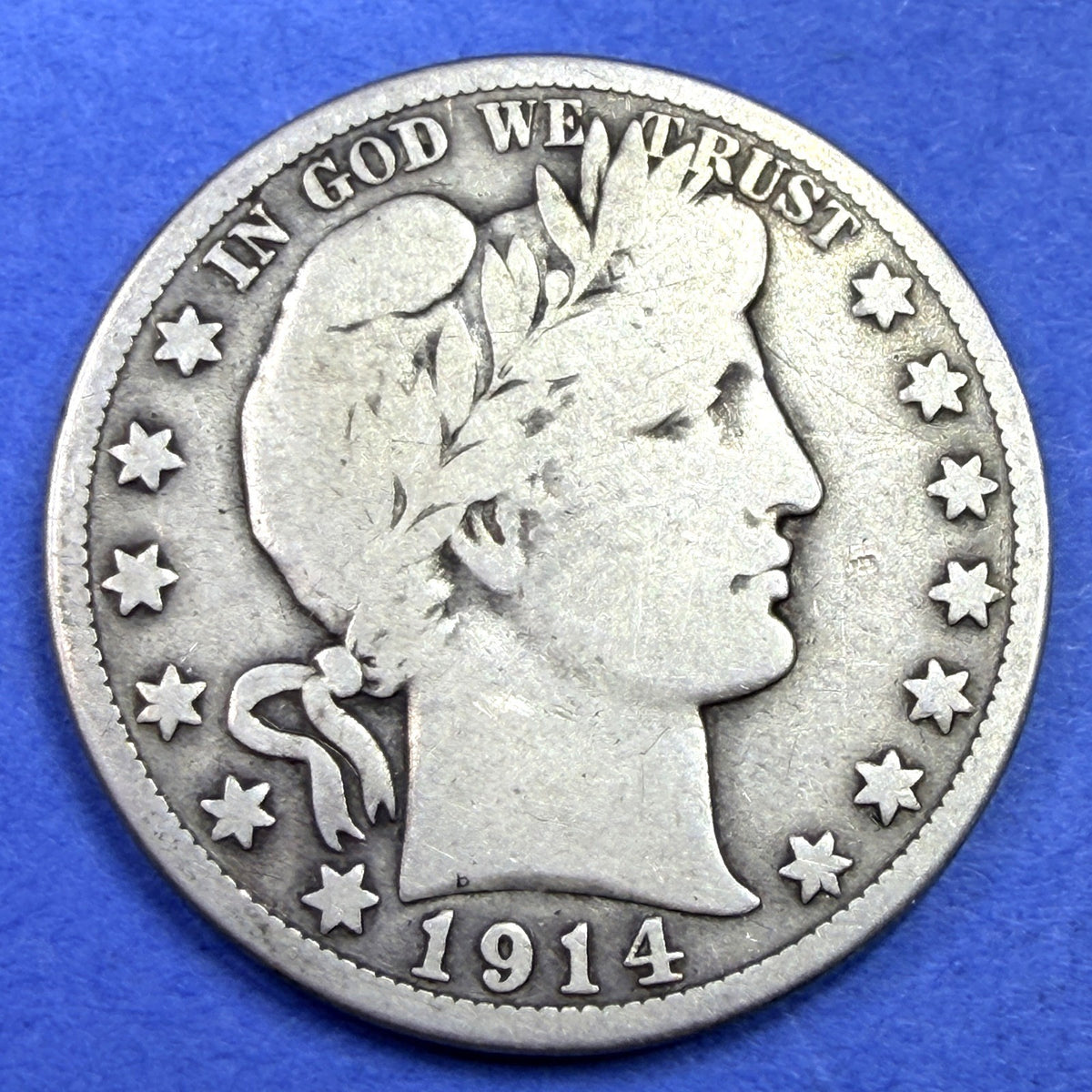 1914-S Barber Half Dollar 50C VG Low Mintage 992,000 San Francisco 90% Silver