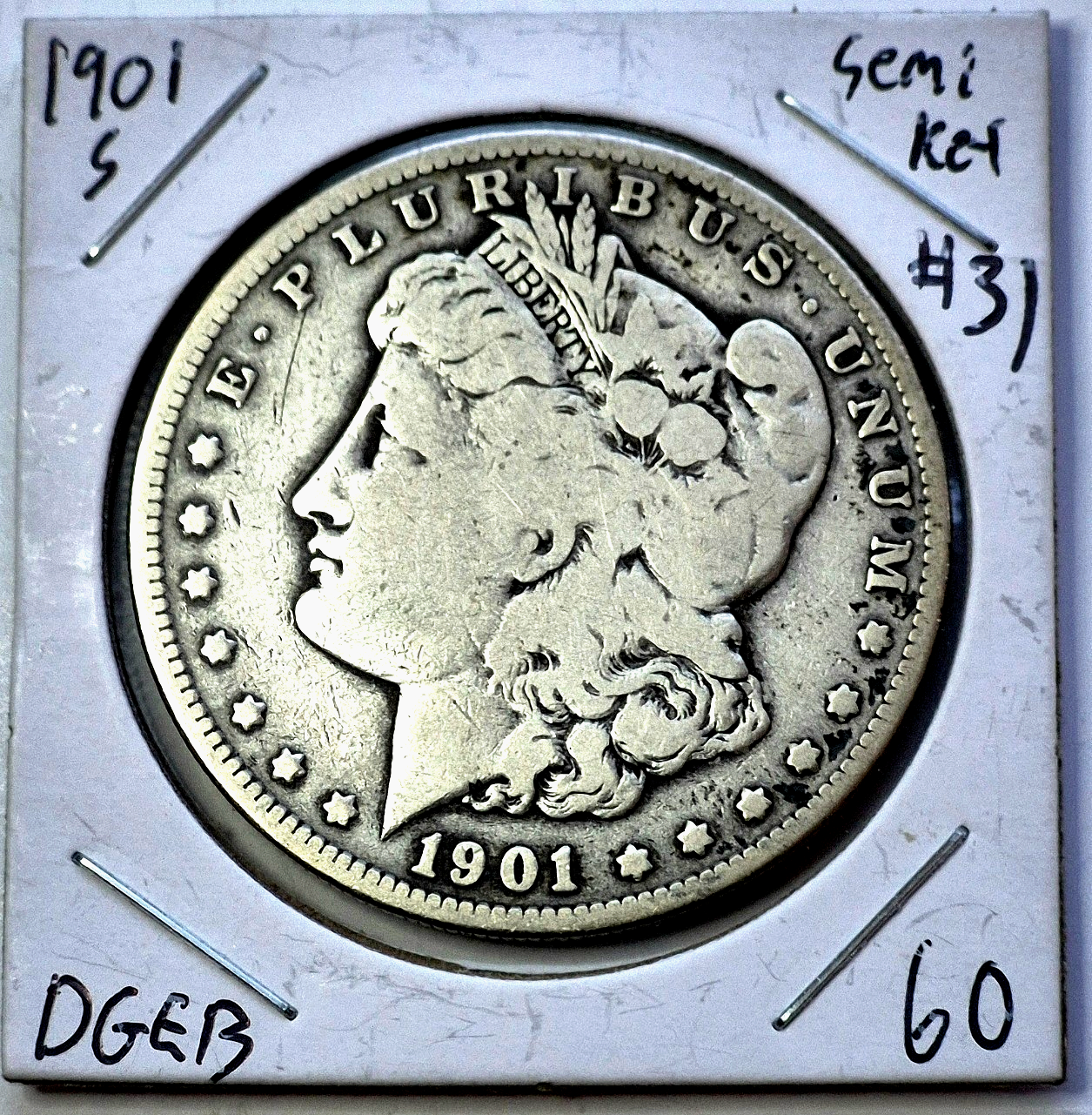 1901   **S**   MORGAN 90% SILVER DOLLAR VG-F Features  *NICE COIN!* $1