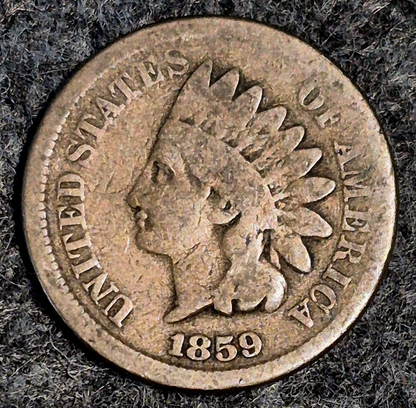 1859 Indian Head Cent First Year Good+ Features Laurel Wreath Reverse Coin Shown