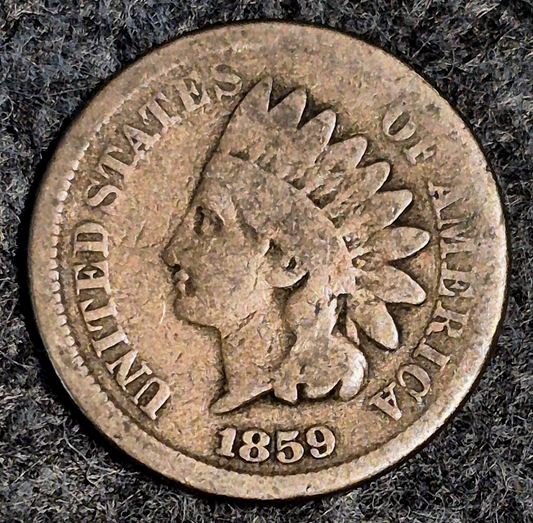 1859 Indian Head Cent First Year Good+ Features Laurel Wreath Reverse Coin Shown