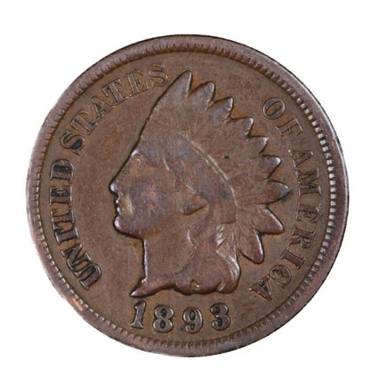 1893 Indian Head Penny Good - Very Good Condition (G-VG) Average Circulated Coin