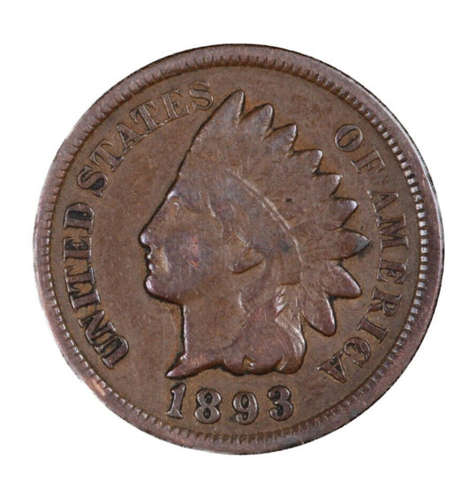 1893 Indian Head Penny Good - Very Good Condition (G-VG) Average Circulated Coin