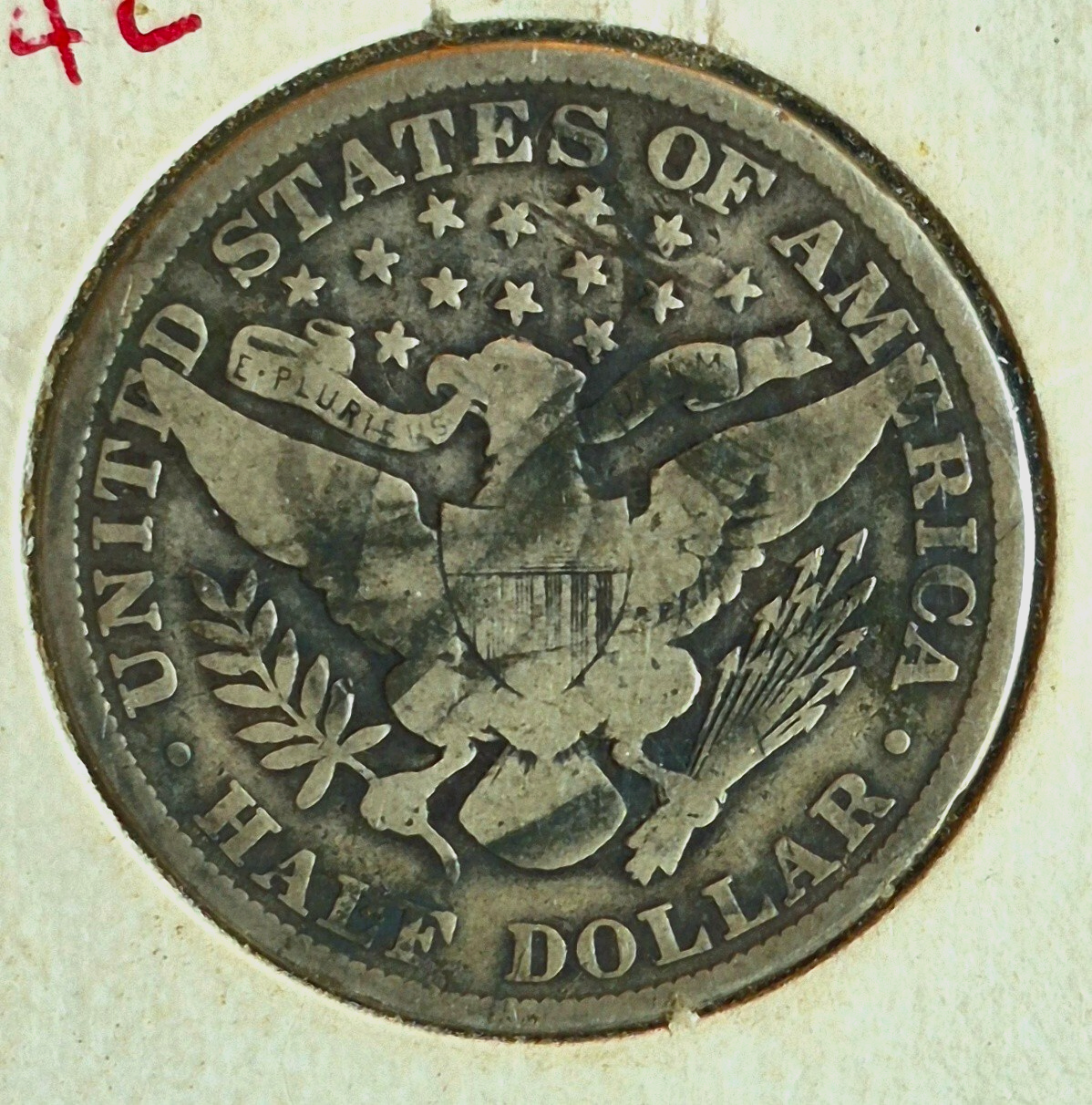1906 Barber Half Dollar 90% Silver Nice Rims VG-F Features in a Vintage Flip 50C