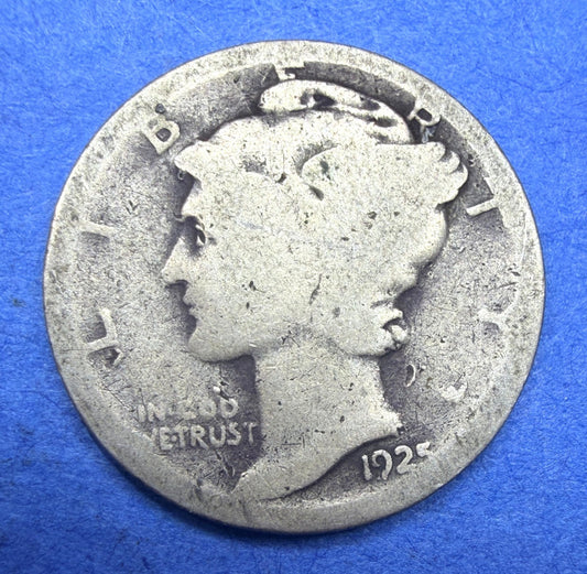 1925 Mercury Dime 10C AG About Good 90% Silver Winged Liberty Head US Coin