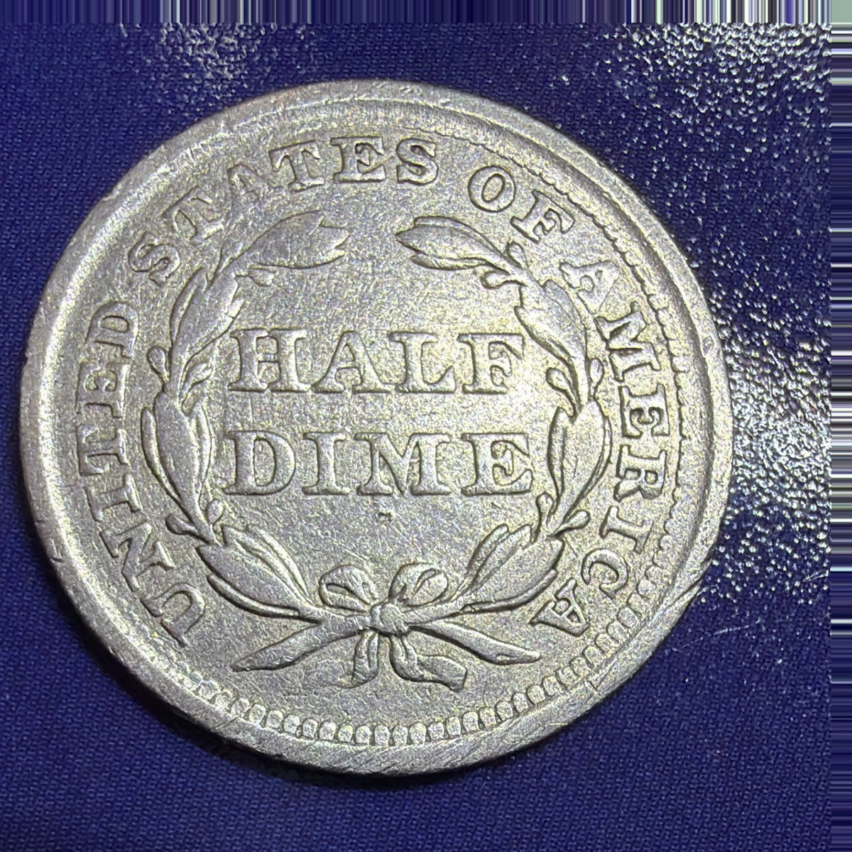 1857 Seated Liberty Half Dime 5C VF Very Fine 90% Silver US Coin Philadelphia