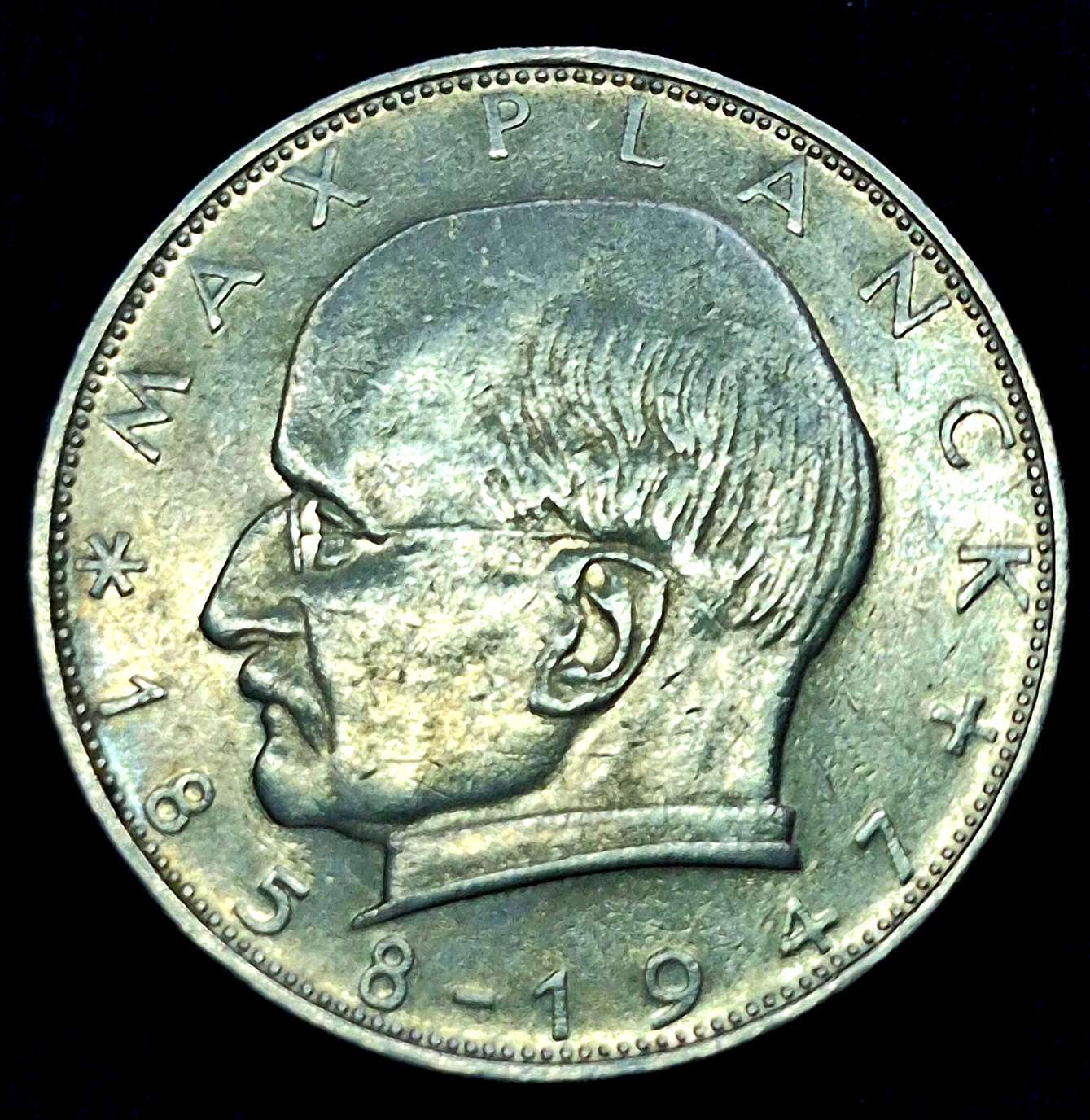 1959 F Germany 2 Mark, Max Planck, Very Low Mintage Only 203,000  AU-MS Features