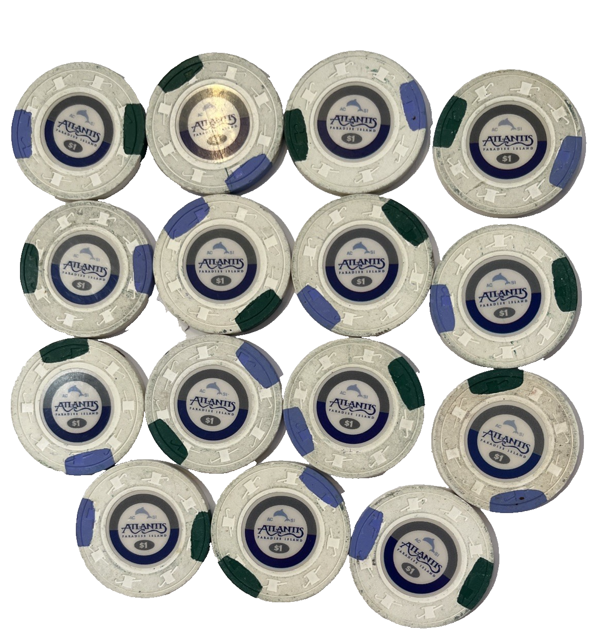 LOT of 15 $1 ATLANTIS CASINO CHIP CASINO BAHAMAS GAMBLING CHIP