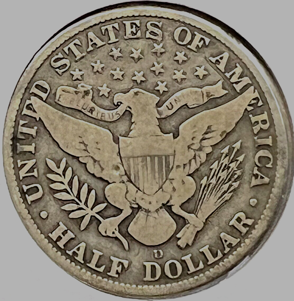 1915 D Barber Half Dollar 90% Silver 50c Coin Great VG-F Features