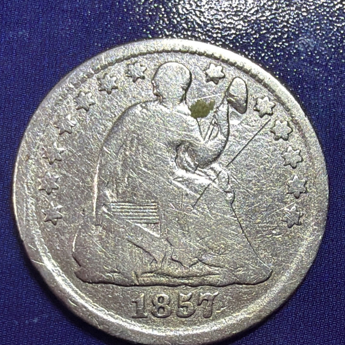 1857 Seated Liberty Half Dime H10c Fine 90% Silver Philadelphia US Coin