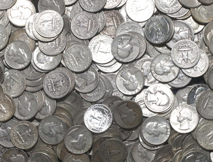 $1 Face Value 90% Silver Washington Quarters 25c Circulated (Four Coins) G - VG+