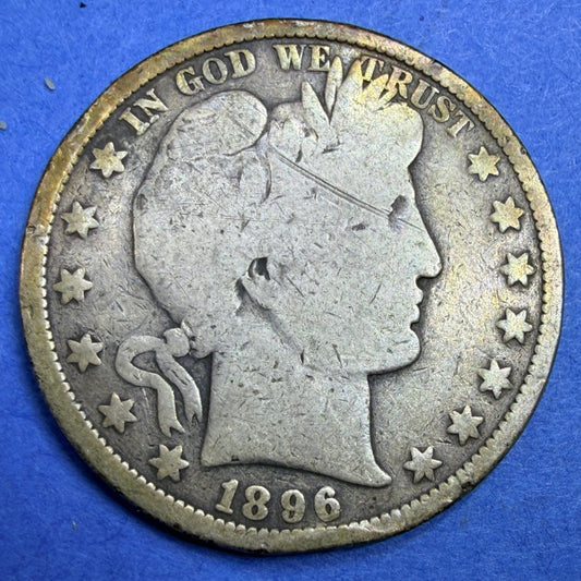 1896 Barber Half Dollar 50C G Good Low Mintage Semi Key 90% Silver US Coin