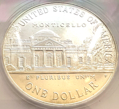 1993 P Thomas Jefferson Silver Dollar (ICG) MS 70 $1 Coin 250th Anniversary OGH