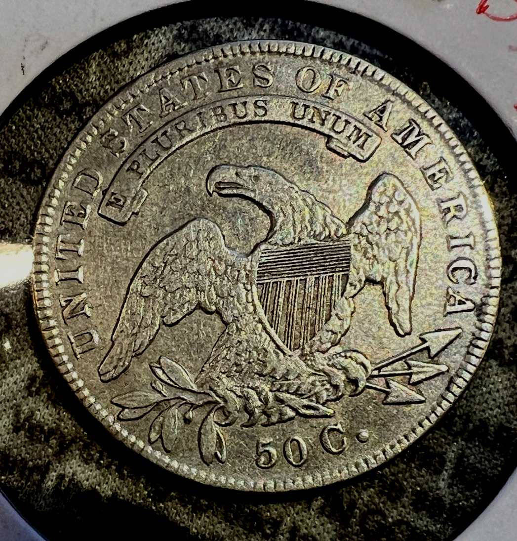 1834 Capped Bust Half Dollar Lettered Edge ROTATED DIE Beaded Border 50c Coin