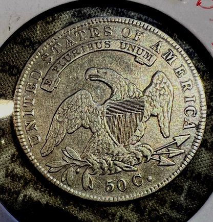 1834 Capped Bust Half Dollar Lettered Edge ROTATED DIE Beaded Border 50c Coin