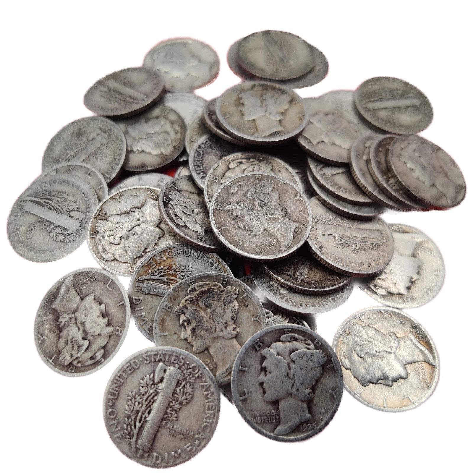 LOT of 3 ~ 90% Silver Mercury Dimes 1916-1945 G-VG Old U.S. Winged Liberty Coin