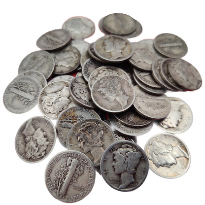 LOT of 3 ~ 90% Silver Mercury Dimes 1916-1945 G-VG Old U.S. Winged Liberty Coin