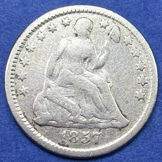 1857 Seated Liberty Half Dime H10C 90% Silver F Fine Pre Civil War Type Coin