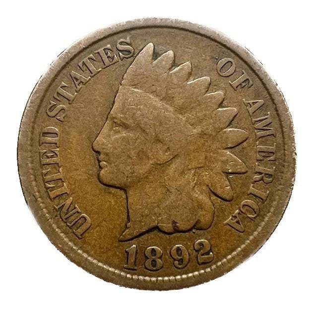 1892 Indian Head Cent Good- Very Good Average Circulated Condition Bronze Penny