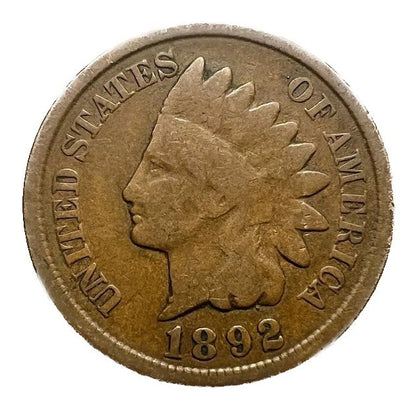 1892 Indian Head Cent Good- Very Good Average Circulated Condition Bronze Penny