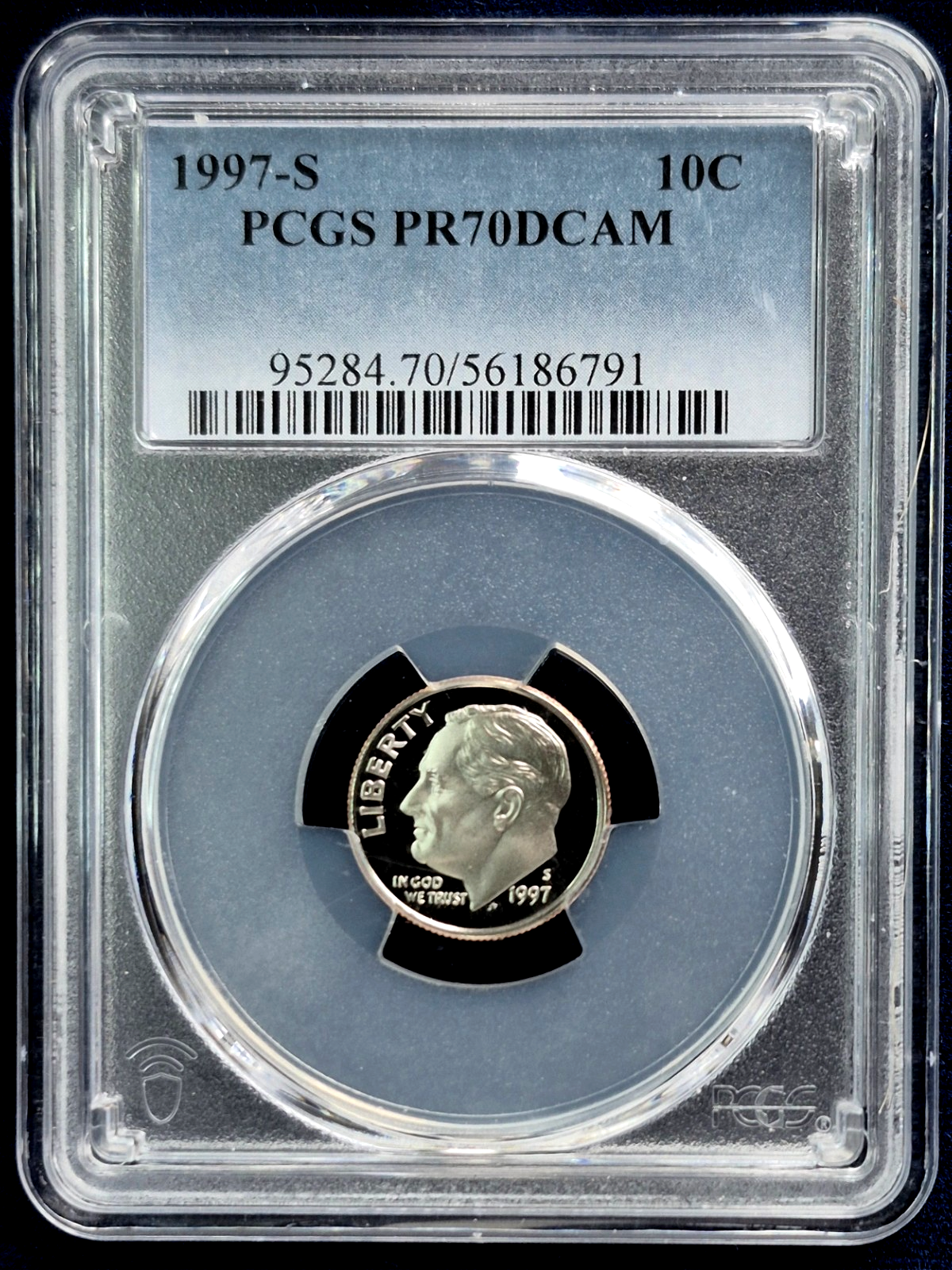 1997-S Roosevelt Dime PCGS PR70 DCAM 🔥 Perfect Proof Deep Cameo