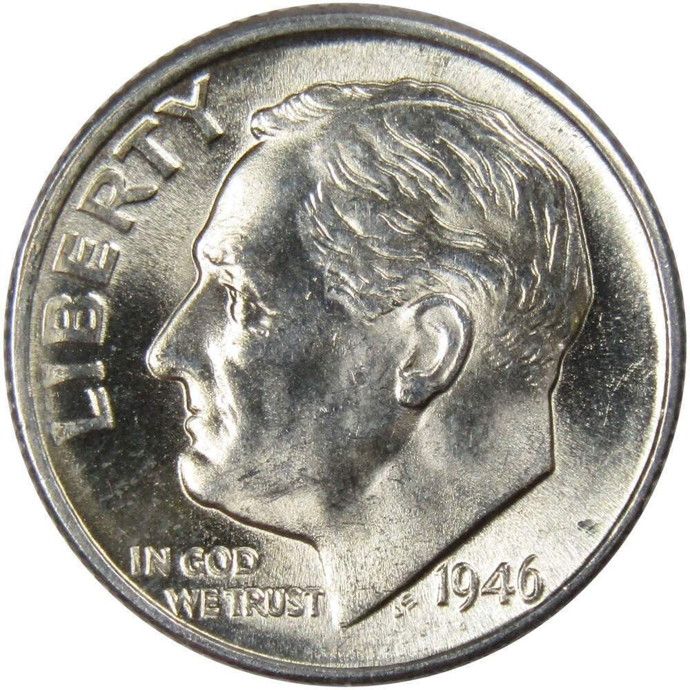 1946 D Roosevelt Dime BU Uncirculated FIRST YEAR Mint State 90% Silver 10c Coin